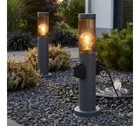 Lampadaire avec douille lampe à douille anthracite colonne à douille en acier inoxydable avec lumière, fumée, 1x douille E27, DxH 7,6x45 cm, lot de 2