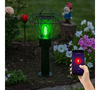 Lampe d'extérieur, lampadaire, lampe de chemin, lampe de terrasse, lampe de jardin, acier inoxydable, métal noir, contrôle par application dimmable CCT, Smart RGB LED 8,5W 806Lm, L 22,5 cm