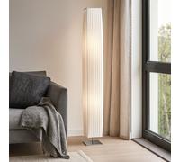 Lampadaire Lampe D'Appoint E27 2 Flammes Textile Blanc Métal Chrome