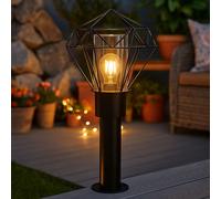 Lampe d'extérieur, lampadaire, lampe de chemin, lampe de terrasse, lampe de jardin, métal noir en acier inoxydable, résistant aux éclaboussures, L 22,5 cm