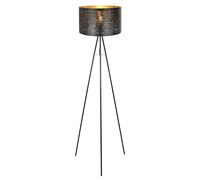 Lampadaire Lampe de salon à 3 pieds Lampadaire lampe d'appoint en or noir, métal plastique, 1x E27, DxH 38x153 cm