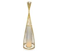 Lampadaire, lampe de salon, couleur naturelle, rotin, interrupteur au pied, H 94 cm