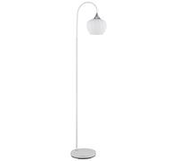 Lampadaire Lampe de salon debout Lampe à arc Boule de verre blanche motif, métal satiné opale, 1x douille E27, LxlxH 39x25x150 cm