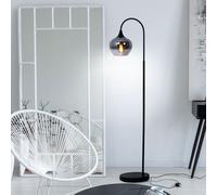 Lampadaire lampe de salon en verre fumé lampe à arc de fumée sur pied noir fumée, métal, douille E27, LxlxH 39x25x150 cm