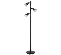 Lampadaire, lampe de salon, lampe d'appoint, lampadaire, lampe de chambre, verre métal, couleur fumée noire, 3 ampoules E14, H 161 cm