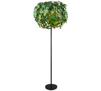 Lampadaire Lampe de salon Lampe d'appoint Lampadaire, métal plastique noir vert design feuilles, 3 flammes E14, H 180 cm