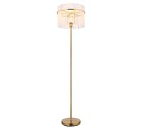 Lampadaire Lampe de salon Lampe de chambre à coucher Lampe de salle à manger Lampe d'appoint, métal barres de verre or, LED 7W 630Lm blanc chaud, H 152 cm