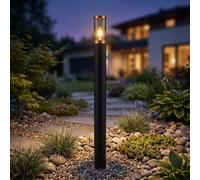 Borne lumineuse d'extérieur lampes de jardin noir IP44, lampadaire terrasse balcon, acier inoxydable cuivre fumé, 1x douille E27, DxH 12,7x110cm