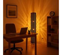 Lampadaire Lampe Sur Pied Abat-Jour En Tissu Noir Or 2 Flammes LED