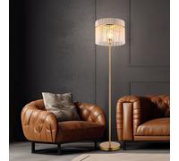 Lampadaire Lampe sur pied Lampe de salon Lampe de chambre à coucher Lampe de salle à manger, métal barres de verre or, 7W 806 lm blanc chaud