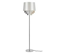 Lampadaire Lampe sur Pied Métal Poli Tissu Blanc Chrome 1 x E27 161 cm