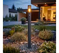 Lampadaire détecteur de mouvement borne lumineuse extérieur lampes de jardin anthracite IP44, lampadaire patio balcon, acier inoxydable couleur fumée, 1x douille E27, DxH 12,7x110cm