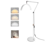 Lampadaire LED - 20W - Lampe de beauté - lampe Demi-Lune Lampe de Beauté - Réglable à 360° - 3 Couleurs - Support Téléphone - Blanc