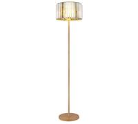 Lampadaire LED aspect bois Lampadaire cristaux Lampe de salon Lampe d'appoint, métal, 9W 810lm blanc chaud, DxH 35x150 cm