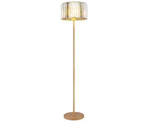 Lampadaire LED aspect bois Lampadaire cristaux Lampe de salon Lampe d'appoint, métal, 9W 810lm blanc chaud, DxH 35x150 cm