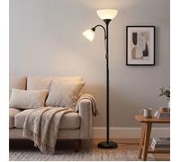 Lampadaire LED avec Liseuse Réglable, Lampe de Salon sur Pied, 38,5 x 23,5 x 176 cm, Noir