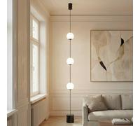 Lampadaire LED Darrow Lucande, dimmable, blanc, Salon / Salle à manger, Verre, Moderne, Lampadaire LED