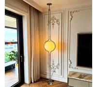 Lampadaire LED design italien, boule blanche, 2,8 m, pour salon, hôtel, lampe de décoration latérale en métal chromé pour canapé Warm light