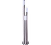 Lampadaire LED d'extérieur en acier inoxydable, grand luminaire d'extérieur, lampe de jardin 170 cm, 3 colonnes argentées, 3x 11W 3x 1055lm blanc chaud, D 28 cm
