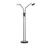 Lampadaire LED dimmable Lampe de chambre à coucher Touchdimmer Lampadaire noir spot réglable, 2x 7,5W 900lm blanc chaud-neutre, LxlxH 40x25,5x135 cm
