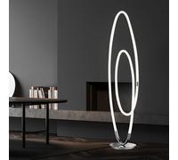 Lampadaire LED dimmable lampe de salon moderne sur pied chrome lampadaire incurvé, métal, 59W 6700Lm blanc chaud, LxlxH 36x25x140 cm, Wofi 3883.01.01.9000