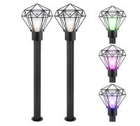 Lampadaire LED intelligent, lampe de terrasse à intensité variable, lampe d'extérieur industrielle, lampe de chemin à LED, base en acier inoxydable noir, lumière RVB à changement de couleur, 8,5 W 806