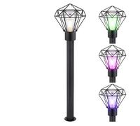 Lampadaire LED intelligent, lampe de terrasse à intensité variable, lampe d'extérieur industrielle, lampe de chemin à LED, base en acier inoxydable noir, changement de couleur RVB, 8,5 W 806 lm blanc