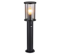 Lampadaire LED lampe de jardin lampe d'extérieur métal noir verre fumée détecteur de mouvement inox, 7W806lm blanc chaud, H 60 cm