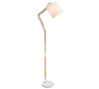 Lampadaire LED Lampe de lecture métal bois blanc avec bras articulé et interrupteur, 1x E27 LED blanc chaud, hauteur 172 cm