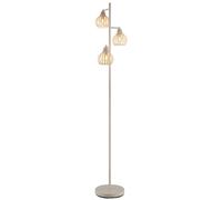 Lampadaire LED, lampe de salon, interrupteur au pied, beige, métal, H 161 cm
