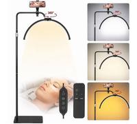 Lampadaire LED, lampe Demi-Lune Lampe de Beauté, 360° Rotative Tête, avec Support de Téléphone, pour Les Tatoueurs, Maquilleurs