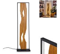 Lampadaire LED Nevogilde, lampadaire en métal/bois/plastique noir/naturel/blanc, lampe de sol vintage avec interrupteur à pied et effet lumineux, 20 watts (incl.), 2300 lumens, 3000 K