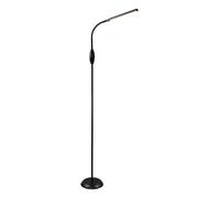 Lampadaire LED noir Lampe de salon Lampadaire avec interrupteur tactile, bras flexible, couleurs de lumière réglables, 5W 700lm blanc chaud-blanc neutre, H 145 cm