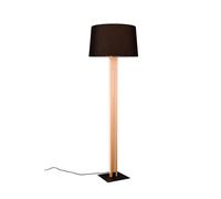 Lampadaire LED noir moderne avec abat-jour, liseuse E27 40W, bois clair, 10W - RAHUL