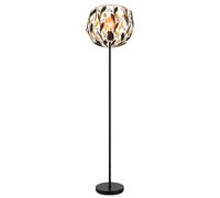 Lampadaire LED noir or Lampadaire à intensité variable avec télécommande Lampe de salon Feuilles Design Cristaux, changement de couleur RGB, 4W 470lm blanc chaud, DxH 40x157 cm