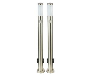 Lampadaire LED Path light, lampadaire d'extérieur, y compris prise et détecteur de mouvement, acier inoxydable, IP44, éclairage de jardin, lot de 2