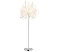Lampadaire LED pour salon, 5 ampoules, métal argenté, H 165 cm