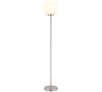 Lampadaire LED pour salon avec interrupteur au pied, métal argenté, H 157 cm