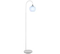 Lampadaire LED RGB dimmable avec télécommande Boule en verre blanche motif, métal opale, 8,5W 806lm blanc chaud, LxlxH 39x25x150 cm