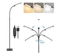 Lampadaire LED Salon Moderne sur Pied - 3 Hauteurs, 3 Tons & 10 Niveaux Lumière, Cou Orientable 360° pour Lecture/Chambre/Bureau
