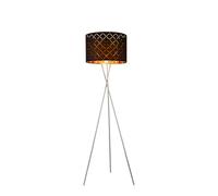 Lampadaire LED Télécommande Lampadaire noir or Trépied à intensité variable, textile avec poinçonnage, RGB 8,5W 806lm blanc chaud, H 160 cm