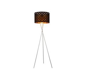 Lampadaire LED Télécommande Lampadaire noir or Trépied à intensité variable, textile avec poinçonnage, RGB 8,5W 806lm blanc chaud, H 160 cm