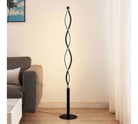 Lampadaire LED Welina Lindby, dimmable, noir, Salon / Salle à manger, Métal, Moderne, Lampadaire LED
