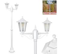 Lampadaire Loria, de chemin en métal/verre blanc/verre dépoli, disques transparents interchangeables, au design vintage/antique/rustique pour jardin/cour, 200 cm (réglable), 2x E27, sans ampoule, IP44