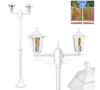 Lampadaire Loria, éclairage extérieur de chemin en métal/verre blanc/clair, au design vintage/antique/rustique pour jardin/extérieur/cour/terrasse, 200 cm (réglable), 2 x E27, sans ampoule, IP44
