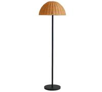 Lampadaire lumineux rechargeable pied métal abat-jour poly rotin LED blanc chaud/blanc dimmable FAROE TALL H160cm