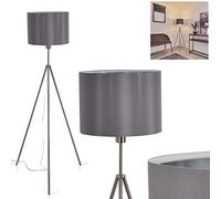 Lampadaire Malu en métal nickel et abat-jour en tissu gris, lampe moderne idéale dans un salon contemporain, avec interrupteur sur le câble, pour 1 ampoule E27, ampoule(s) non incluse(s)