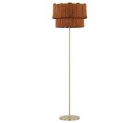 Lampadaire Marron et Doré en Métal et Abat-Jour en Lin 137 cm