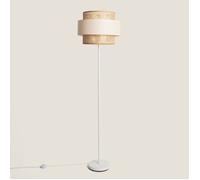 Ledkia Lampadaire Métal et Tissu Amaia Blanc cassé