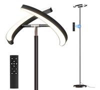 Lampadaire moderne à LED doré ultra lumineux avec lampe de lecture rotative, 4 températures de couleur à intensité variable en continu avec télécommande et fonction minuterie pour salon, chambre à